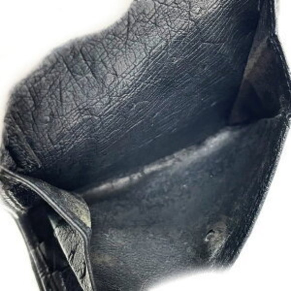 Gucci Wallet Logo Bifold Ostrich Leather Black Mini - Picture 8 of 8